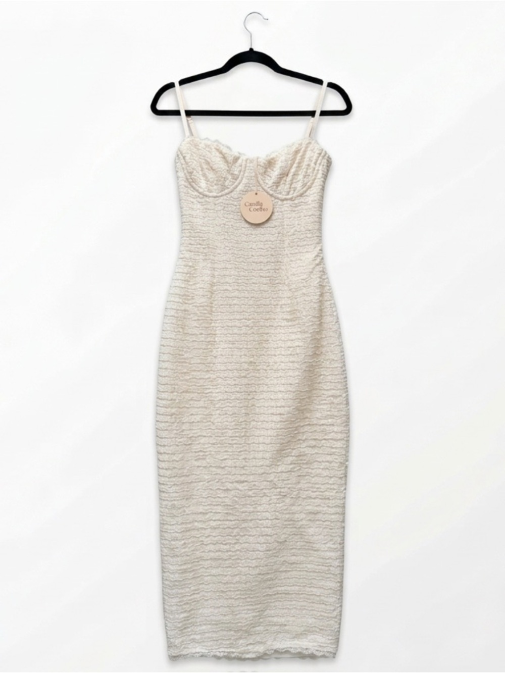 SOLD!! CAMILA COELHO REVOLVE cream Reyna Lace Bustier Midi Cocktail Dress